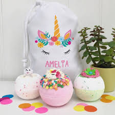 Fill small bottles or jars with fizzy bath salt powder and label them using the fun gift tags provided. Unicorn Bath Bomb Gift Set By Pink Pineapple Home Gifts Notonthehighstreet Com