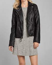 Vegan Leather Biker Jacket Women Outerwear Jacket Leather Outerwear Faux Fur Outerwear