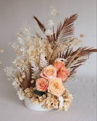 Preserved With A Touch Of Fresh Roses In 2020 Flower Arrangements Simple Dried Flower Arrangements Fall Floral Arrangements