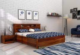 Buy Ferguson Hydraulic Bed King Size Honey Finish Online In India Wooden Street In 2021 Bed Design King Bedroom Furniture King Size Bed Designs