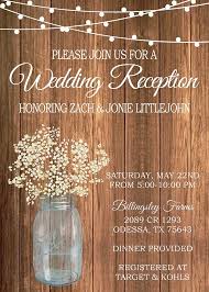 Find save the dates, wedding invitations, bridal shower invitations and more. Rustic Wedding Reception Invitation On With Baby S Breath Mason Jar Invite Rec Wedding Reception Invitations Bbq Wedding Reception Reception Only Invitations
