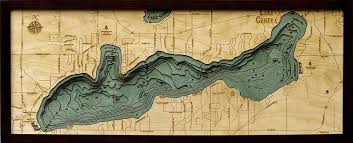 lake geneva 3 d nautical wood chart 13 5 x 31