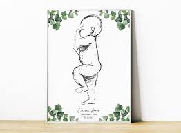 The Birth Poster In Scale 1 1 Baby Sketch Custom Made Etsy Baby Sketch Bow Drawing Baby Posters
