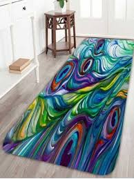 Skidproof Coral Fleece Peacock Feather Bath Rug Rugs On Carpet Rugs Bath Rug
