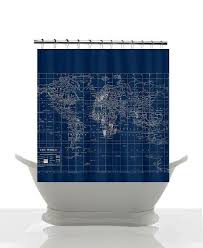 Navy Blue World Map Shower Curtain Dark Travel Decor Masculine With Images Shower Curtain Decor Vintage Shower Curtains Blue Bathroom Accessories