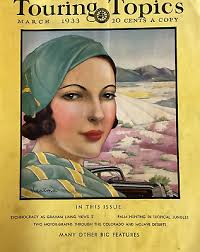K.S. MacIntire Art Deco Beautiful Woman Cover March 1933 Touring Topics  Magazine