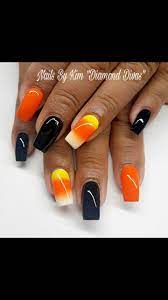 Candy Corn Nails Candy Corn Nails Dipped Nails Manicure