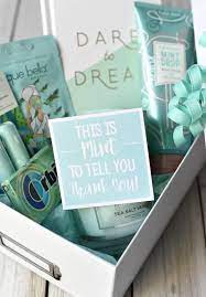 Or, create your own gift basket by combining any number of items for a personalized present they'll love. Mint Thank You Gift Idea Crazy Little Projects