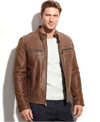 Michael Michael Kors Clear Creek Patched Leather Moto Coats Jackets Men Macy S Jackets Men Fashion Leather Jacket Men Style Mens Casual Outfits