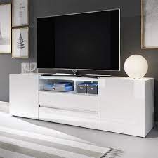 1 étagère en verre épaisseur 6 mm. Meuble Tv Meuble De Salon Bros 140 Cm Blanc Mat Blanc Brillant Avec Led 2 Niches Ouvertes 4 Compartiments Fermes Cdiscount Maison