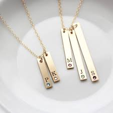 You can personalize your necklace in many ways, such as adding your name and opting for unique shapes such as a heart. Engraved Birthstone Necklace Bar Necklace Tag Necklace Mother Necklace Engraved Custom Personalized Gift Child Names Bar Necklace