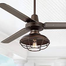 Decorating exhaust year solar wonderful for outdoor powered fan. 52 Plaza Industrial Farmhouse Vintage 3 Blade Outdoor Ceiling Fan With Light Led Remote Control Dimmable Bronze Cage Damp Rated For Patio Exterior House Porch Gazebo Barn Casa Vieja Pricepulse