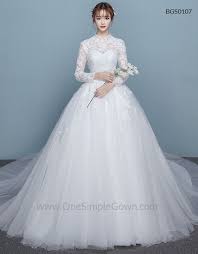 .2021 elegant long sleeves appliques bridal gowns: High Neck Lace Long Sleeve Mid Sleeve Mermaid Ball Gown Onesimplegown Com