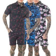 Found in tsr category 'sims 3 female clothing'. Mens Floral 2 Piece Tracksuit Short Sleeve Top And Shorts Active Tracksuits Com Men