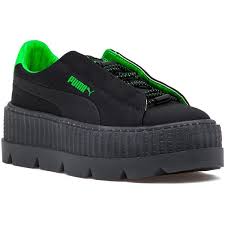 Black And Green Sneakers Puma Women S Fenty X Puma Cleated Creeper Sneaker Black Green Gecko 140 Liked On Polyvore Fea Rihanna Shoes Shoes Heels Stilettos Casual Shoes Women Flats