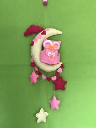 Owl Moon Star Crib Mobile Nursery Pink Crib Mobile Crib Mobile Baby Room Decor