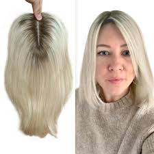 Amazon.com : FQNing Human Hair Topper Remy Straight Full Hand Tied, Silk  Base Cap Size 5''*5.5'' Balayage Hairpiece Crown Coverage Topper for Hair  ...