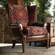 Lexington Home Brands Fieldale Lodge Marissa Leather And Fabric Wing Chair Www Hayneedle Com Western Furniture Furniture Southwestern Chairs