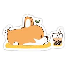 Corgi And Bubble Tea Sticker By Ww Lens In 2020 Kawaii Stickers Cute Stickers Dog Stickers