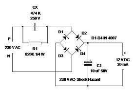 Transformer Less 12v Power Supply Out Of Led Bulb Power Supply Circuit Circuit Diagram Transformers