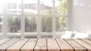 Empty Wood Table Top And Blurred Bokeh Cafe And Restaurent Interior Background With Vintage Filter Wood Table Top Bokeh Wood Table