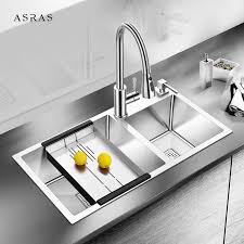 How much is a kitchen sink in the philippines. Asras 7843a 304 Twin Bowl Handmade Kitchen Sink Multipurpose Brushed With Drainer And Kitchen Tap Free Shipping Kitchen Sinks Aliexpress