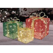 Northlight Set Of 3 Lighted Gift Box Outdoor Christmas Decoration 12 Inch Christmas Gift Decorations Outdoor Christmas Outdoor Christmas Presents