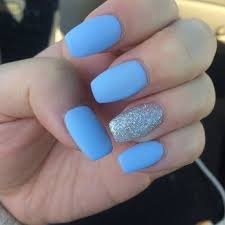 Indigo and silver | silver nails, prom nails, blue nails. Summer Acrylic Nails Matte Blue With Silver Cruisenails Blue Glitter Nails Blue Acrylic Nails Light Blue Nails