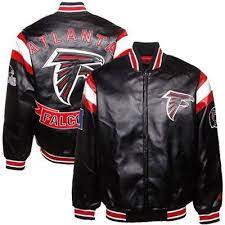Atlanta Falcons Black Pleather Varsity Full Zip Jacket Atlanta Falcons Fans Atlanta Falcons Atlanta