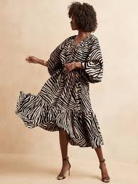 Silk Habotai Tiered Midi Dress Banana Republic