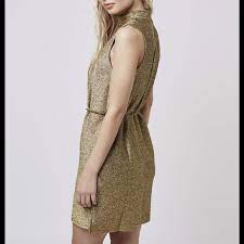Topshop Dresses Topshop Gold Sparkle Dress Poshmark