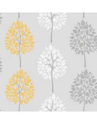 Tree Wallpaper Riva Leaves Luxury Heavyweight Modern Grey Yellow White Tree Wallpaper Mustard And Grey Wallpaper Tree Wallpaper Grey