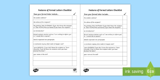 Formal writing success criteria (iffat sardharwalla) doc. Formal Letter Writing Checklist