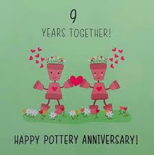 9th Wedding Anniversary Card Pottery Anniversary Etsy Anniversary Wishes For Friends Wedding Anniversary Cards Humorous Anniversary Cards