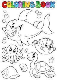 Dibujos Para Colorear Animales Marinos Diversos Libros 1 Ilustracion Vectorial Animales Para Pintar Animales Para Imprimir Dibujos Para Colorear