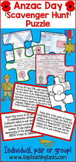 Anzac Day Activities Scavenger Hunt Puzzle Nz And Australia Distance Learning Anzac Day Anzac Higher Order Thinking Skills