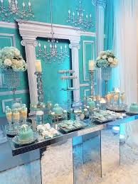 The tiffany blue porcelain boxes used to display the party desserts the giraffe print ribbon used to. Tiffany Baby Shower Ideas Stunning Dessert Table Tiffany Baby Showers Tiffany Blue Bridal Shower Bridal Shower Decorations