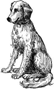 Line Art Sitting Dog Paper People Old Paper Animals