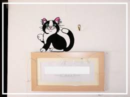 Black And White Cat Drawing Cartoon Cartoon Black White Cat Wall Drawing Wall Drawing Doodle Cartoon Cartoon Wall