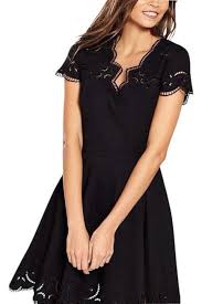 Ted Baker Black Saloane Embroidered Skater Mid Length Cocktail Dress Size 4 S Cocktail Dress Style Short Sleeve Dresses Types Of Dresses