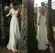 Ivory Lace Chiffon Long Sleeve Aline Wedding By Katherineliu85 169 00 Backless Wedding Dress Sheer Wedding Dress Wedding Dresses