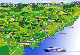 Kristiansand Area Coast Map Kristiansand Norway Kristiansand Norway Tourist Map Norway