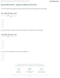 Quiz Worksheet Segment Addition Postulate Study Com