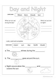 Day And Night English Esl Worksheets For Distance Learning And Physical Classrooms In 2020 Free Science Worksheets Science Worksheets Kindergarten Science