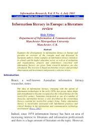 Pdf Information Literacy In Europe A Literature Review