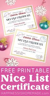 I was going through some of my old design … Free Printable Santa S Nice List Certificate Happiness Is Homemade