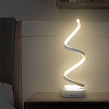Aooshine minimalist solid wood bedside lamp. Amazon Com Makion Spiral Led Table Lamp Curved Led Desk Lamp Contemporary Minimalist Lighting Design Warm White Light Smart Acrylic Material Perfect For Bedroom Living Room White Home Improvement
