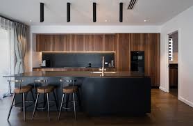 Stunning Walnut And Black Kitchen Neo Design Modern Black Kitchen Modern Walnut Kitchen Modern Kitchen Design