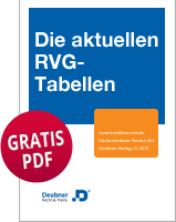 Ist über einen gegenstand ein gerichtliches verfahren anhängig, bestimmt sich die gebühr nach nummer 1006. Die Aktuellen Rvg Tabellen Gultig Ab 1 1 2021 Besser Abrechnen Nach Rvg Hohere Anwaltsvergutung Fur Sie