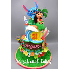 Lilo En 3d Y Tema De Puntada Pastel De Estilo Hawaiano De 3 Niveles Pastel En Singapur Singapur Alimen Lilo And Stitch Cake Stitch Cake Mickey Birthday Cakes